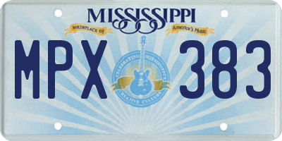 MS license plate MPX383