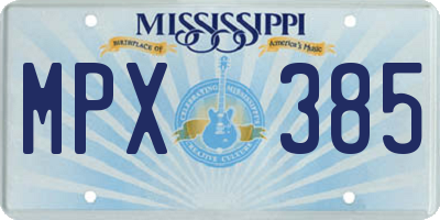 MS license plate MPX385