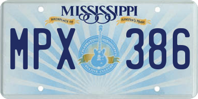 MS license plate MPX386
