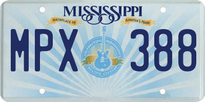 MS license plate MPX388