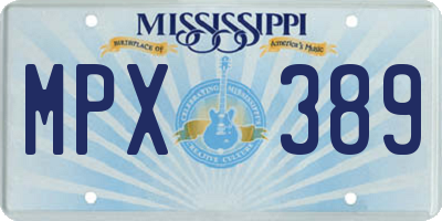 MS license plate MPX389