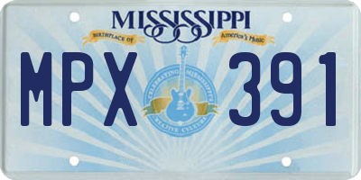 MS license plate MPX391