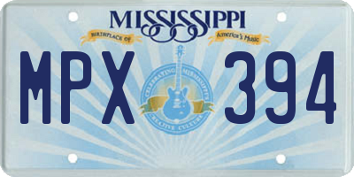 MS license plate MPX394