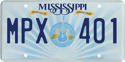 MS license plate MPX401
