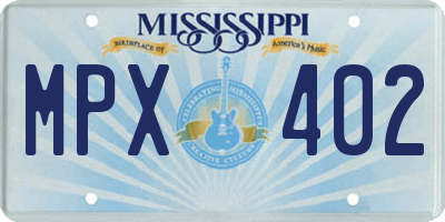 MS license plate MPX402