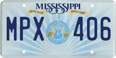 MS license plate MPX406