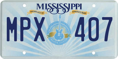 MS license plate MPX407