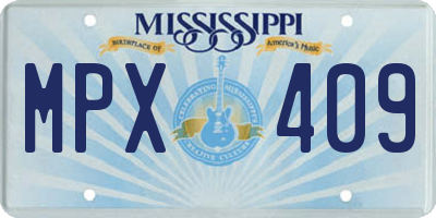 MS license plate MPX409
