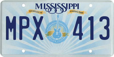 MS license plate MPX413