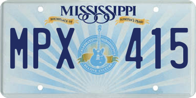 MS license plate MPX415