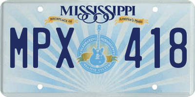 MS license plate MPX418