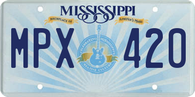 MS license plate MPX420