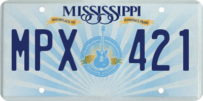 MS license plate MPX421