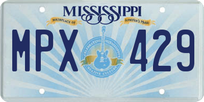 MS license plate MPX429