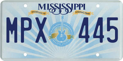 MS license plate MPX445