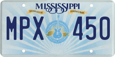 MS license plate MPX450