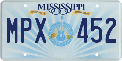 MS license plate MPX452