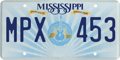 MS license plate MPX453