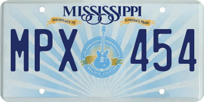 MS license plate MPX454