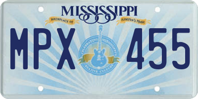 MS license plate MPX455