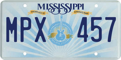 MS license plate MPX457