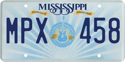 MS license plate MPX458