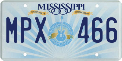 MS license plate MPX466