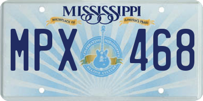 MS license plate MPX468