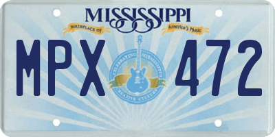 MS license plate MPX472