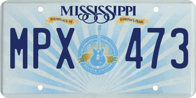 MS license plate MPX473