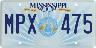 MS license plate MPX475