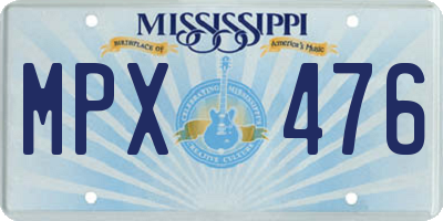 MS license plate MPX476
