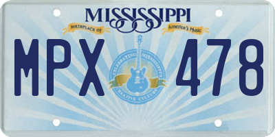 MS license plate MPX478