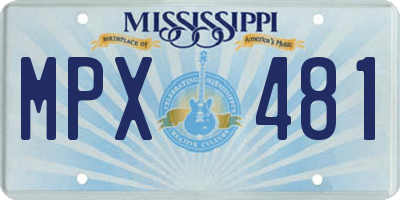 MS license plate MPX481