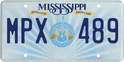 MS license plate MPX489
