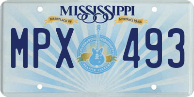MS license plate MPX493