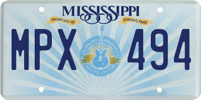 MS license plate MPX494