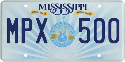 MS license plate MPX500