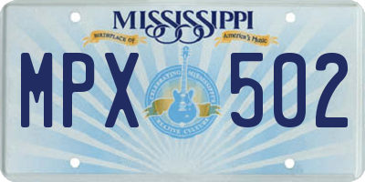 MS license plate MPX502