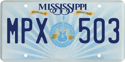 MS license plate MPX503