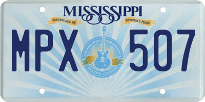 MS license plate MPX507
