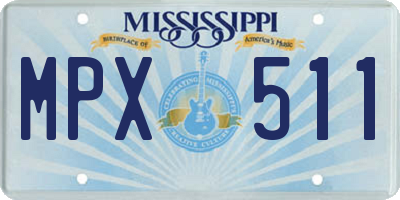 MS license plate MPX511