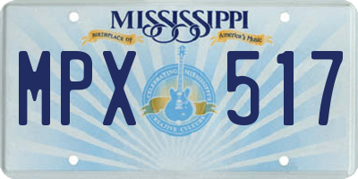 MS license plate MPX517