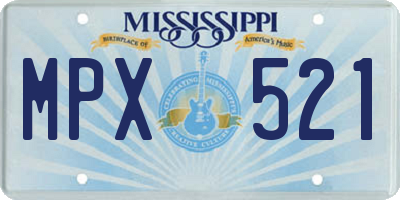 MS license plate MPX521