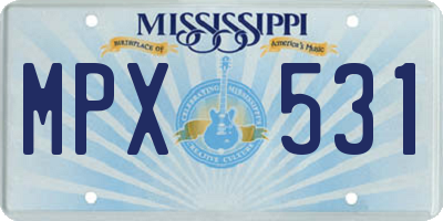 MS license plate MPX531