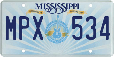 MS license plate MPX534