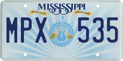 MS license plate MPX535