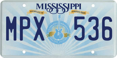 MS license plate MPX536