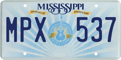 MS license plate MPX537