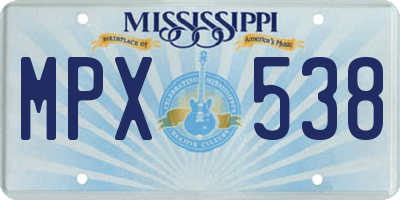 MS license plate MPX538